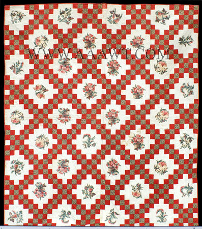 Antique Quilt, 25 Patch Chain Pattern, Mid 19th Century, entire view